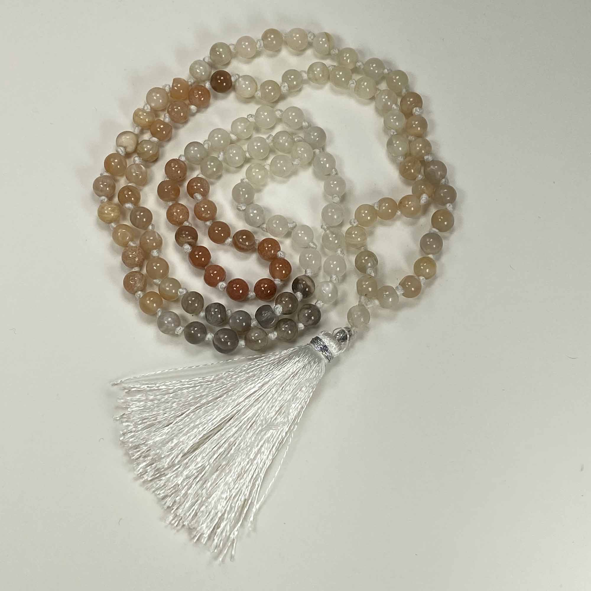 108 Japa Mala Meditation Necklace - Moonstone