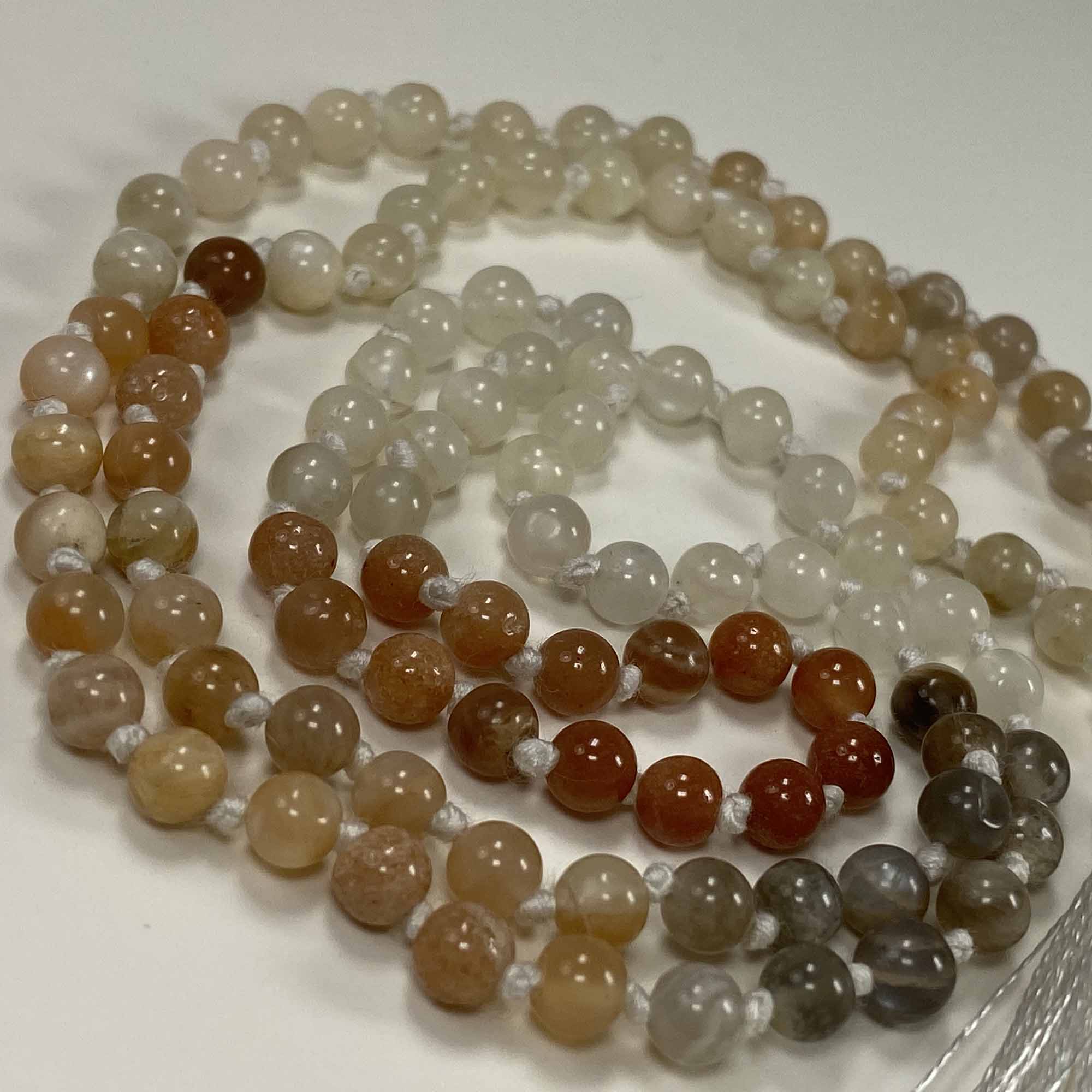 108 Japa Mala Meditation Necklace - Moonstone