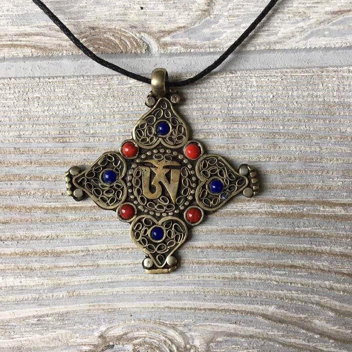 Tibetan Silver Pendant Necklace - Tibetan Om