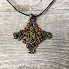 Tibetan Silver Pendant Necklace - Tibetan Om
