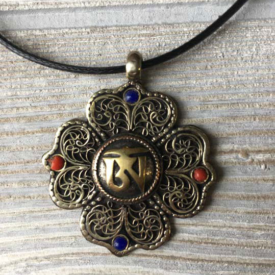 Tibetan Silver Pendant Necklace - Tibetan Om