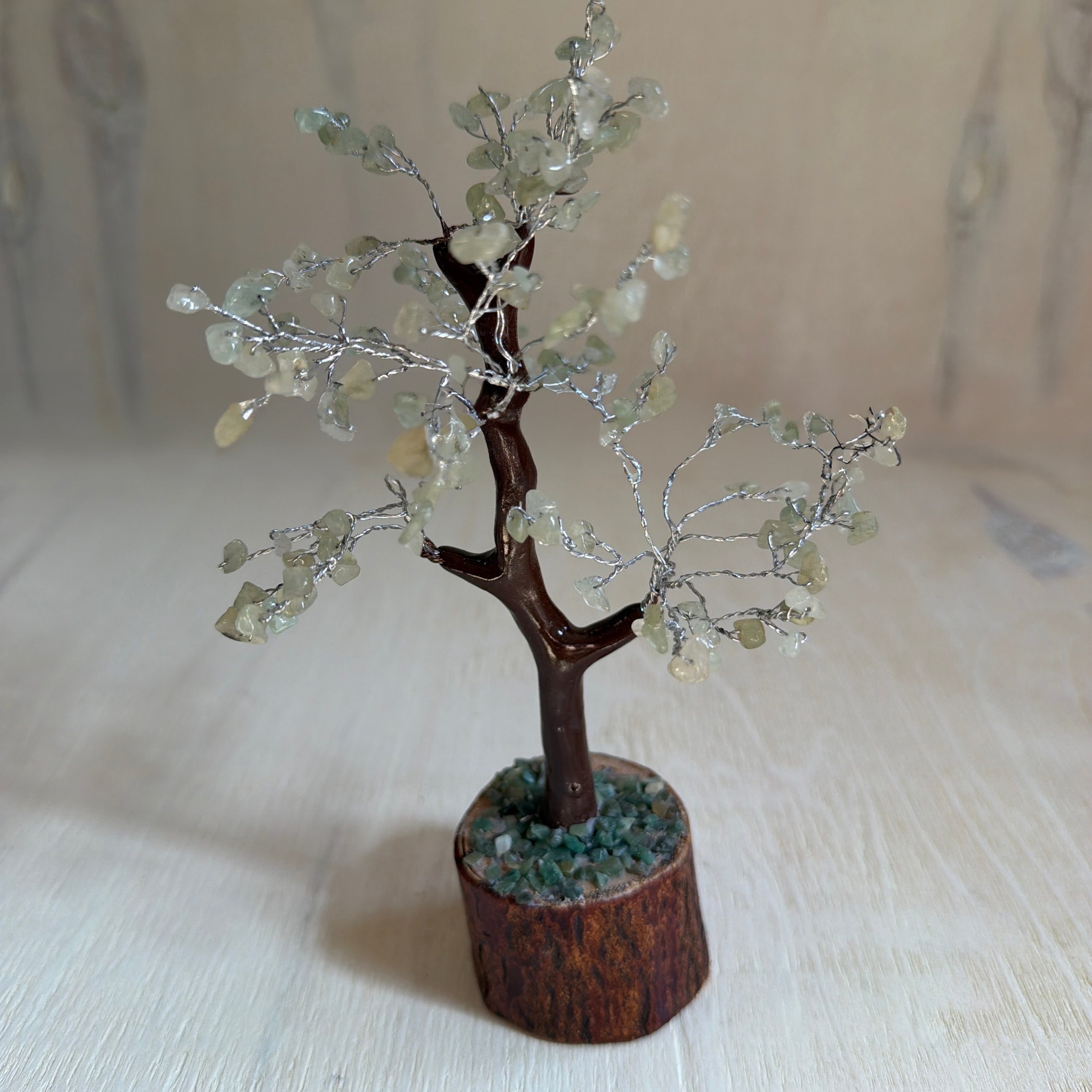 Green Aventurine Gemstone Tree of Life - 160 Beads - Bark Coated | Feng Shui Decor