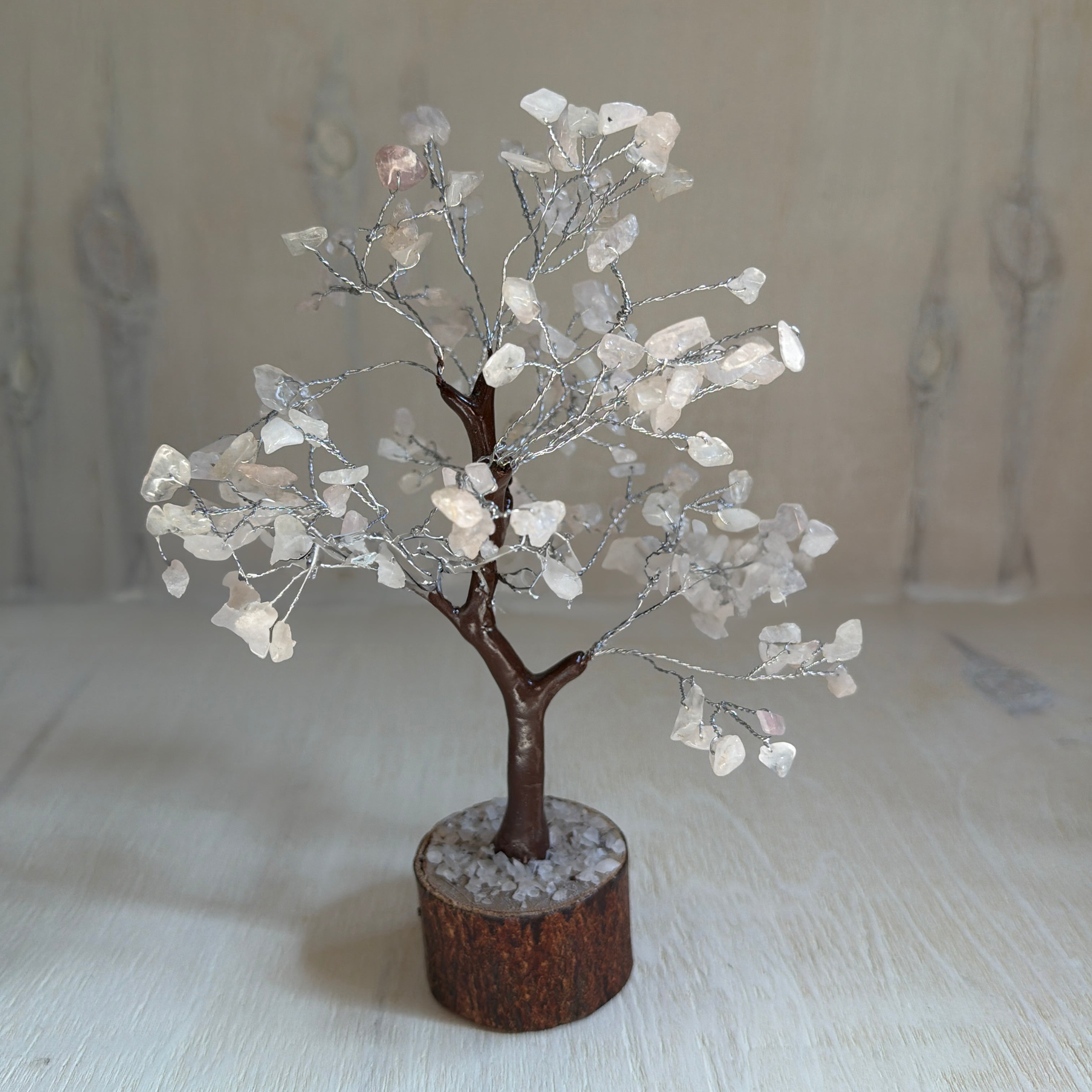 Clear Quartz Gemstone Tree of Life - 160 Beads - Bark Coated | Feng Shui Decor