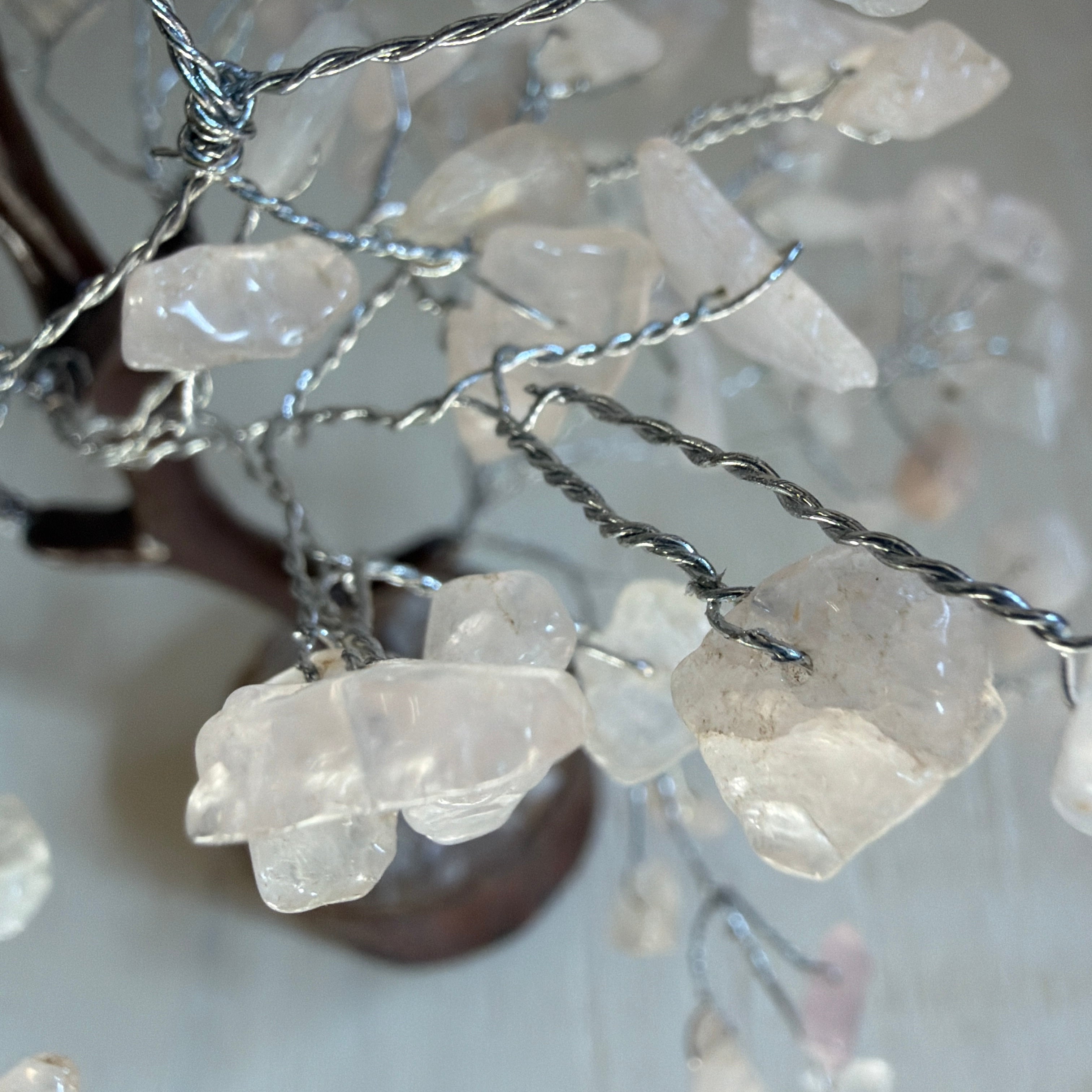 Clear Quartz Gemstone Tree of Life - 160 Beads - Bark Coated | Feng Shui Decor