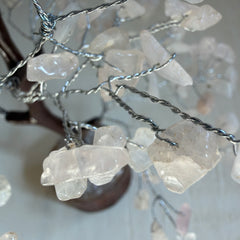 Clear Quartz Gemstone Tree of Life - 160 Beads - Bark Coated | Feng Shui Decor