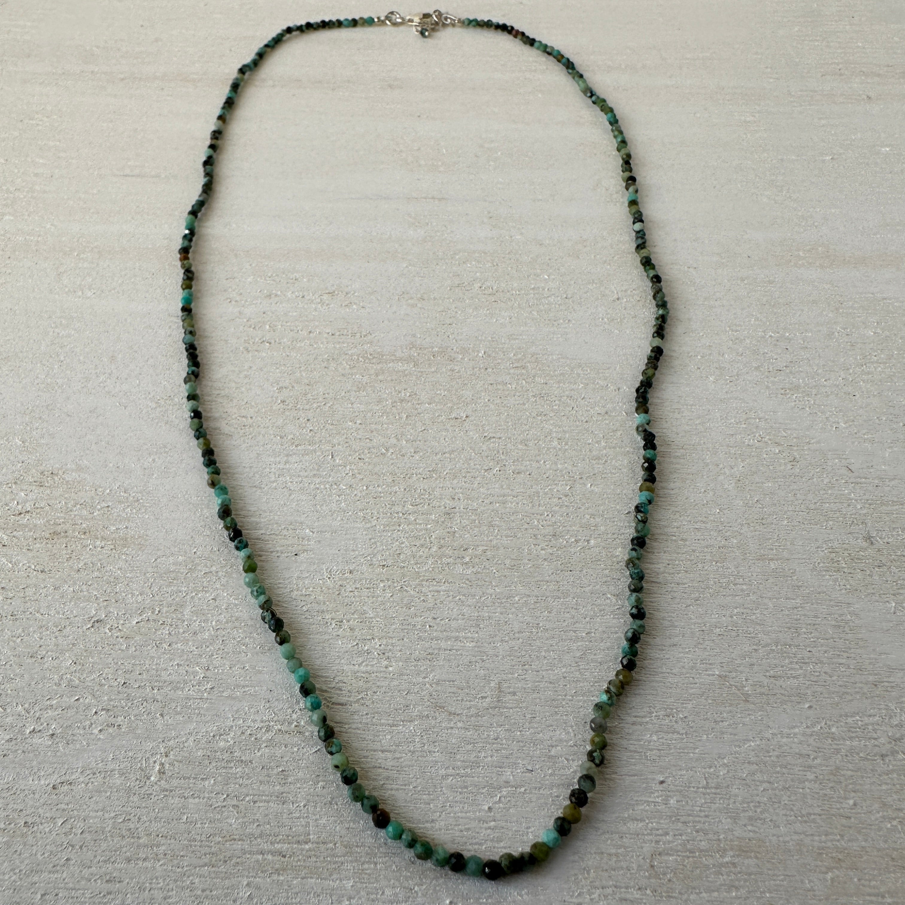 African Turquoise Gemstone Crystal Sterling Silver Necklace / Bracelet - 18"