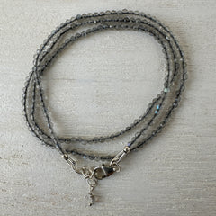 Labradorite Gemstone Crystal Sterling Silver Necklace / Bracelet - 18"