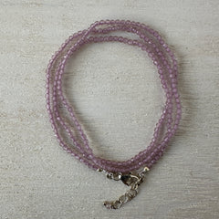 Lavender Jade Gemstone Crystal Sterling Silver Necklace / Bracelet - 18"