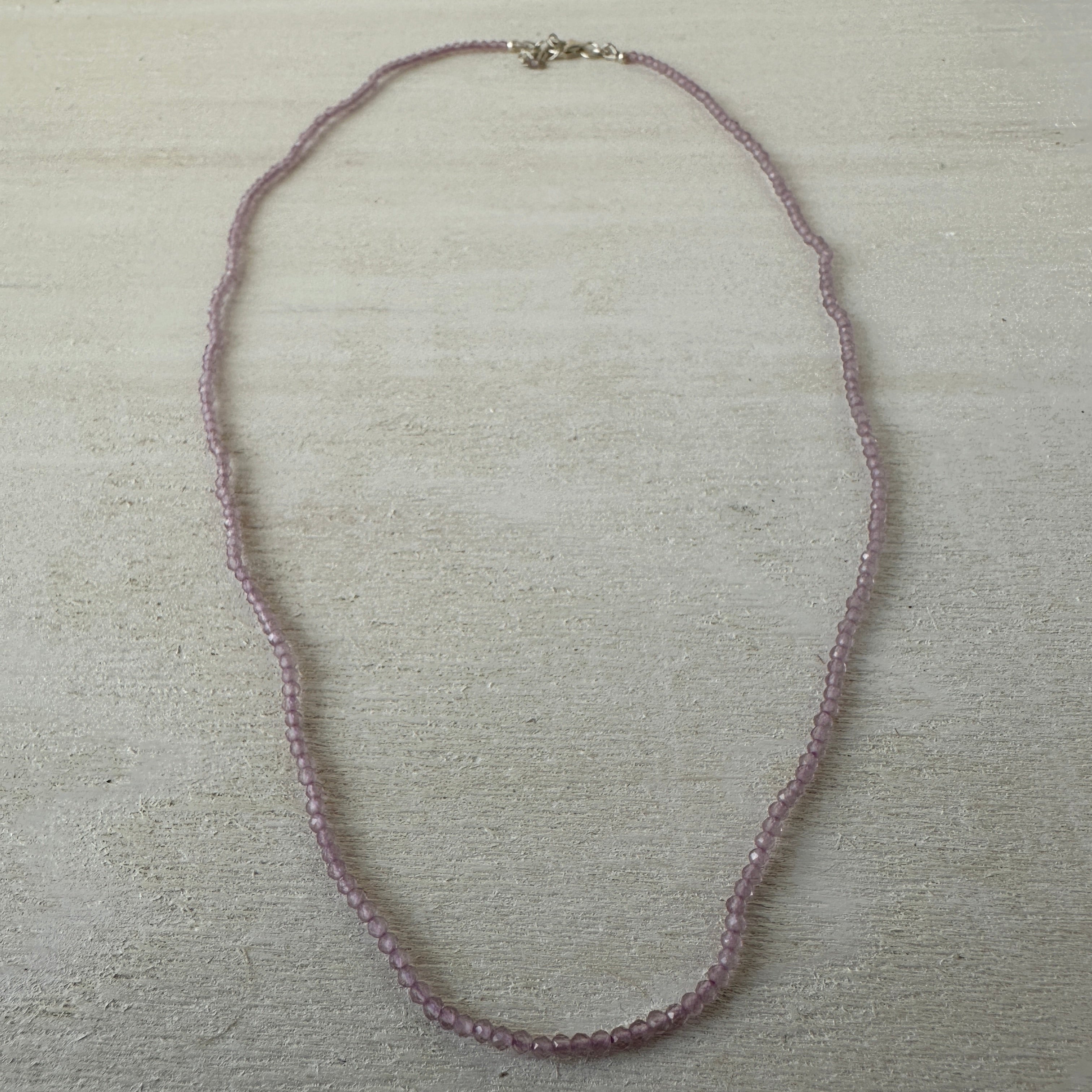Lavender Jade Gemstone Crystal Sterling Silver Necklace / Bracelet - 18"
