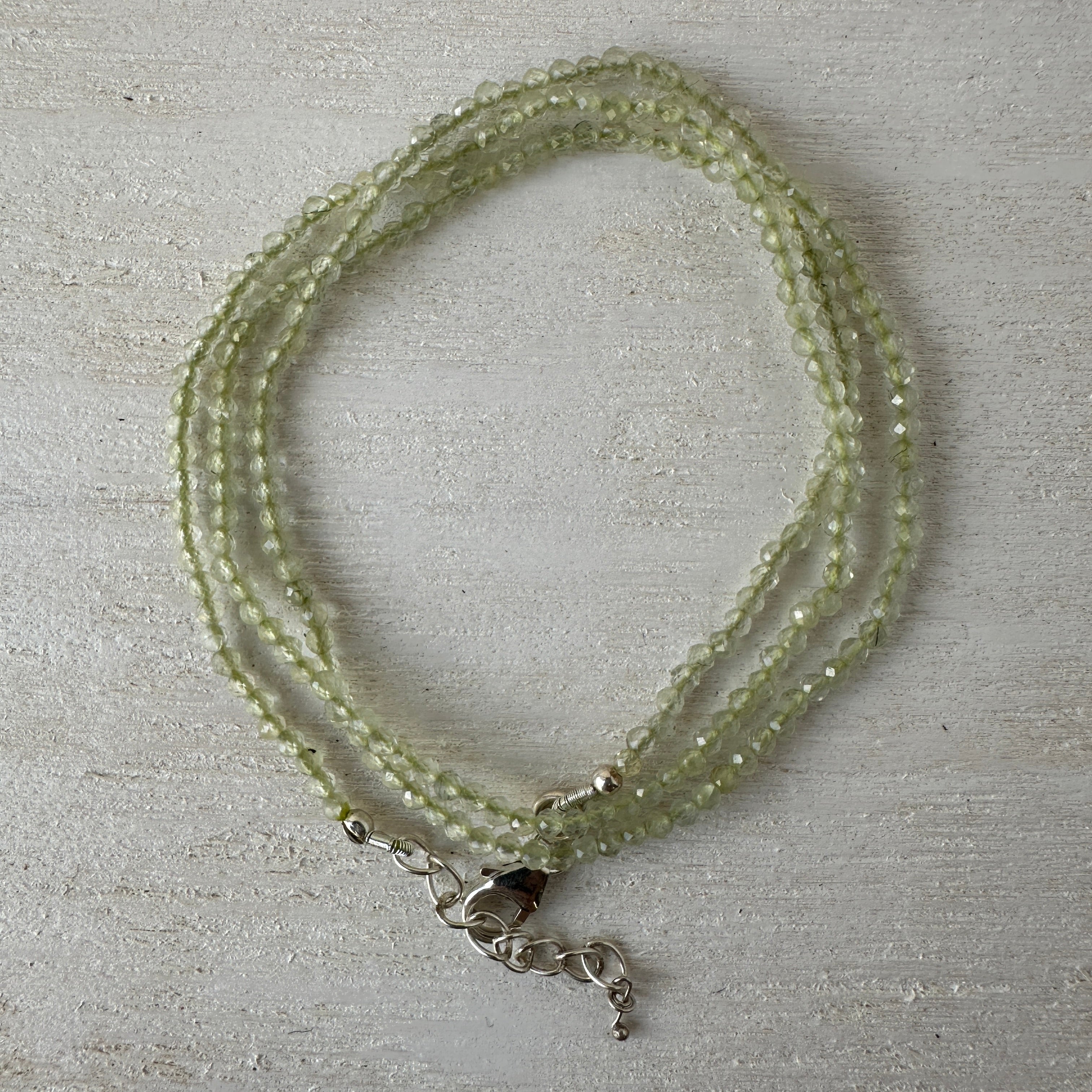 Prehnite Gemstone Crystal Sterling Silver Necklace / Bracelet - 18"