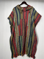 Unisex Knitted Cotton Ethnic Poncho with Fringes - Adult Medium - 201