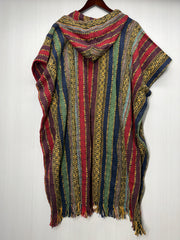 Unisex Knitted Cotton Ethnic Poncho with Fringes - Adult Medium - 201
