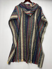 Unisex Knitted Cotton Ethnic Poncho with Fringes - Adult Medium - 202