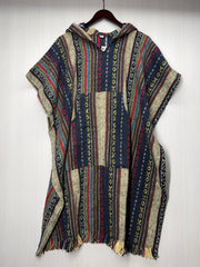Unisex Knitted Cotton Ethnic Poncho with Fringes - Adult Medium - 202