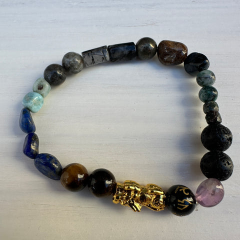 Power Healing Gemstone Crystal + Pixiu Dragon Bracelet - Fortuna