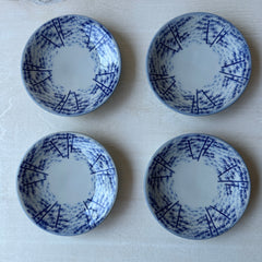 Vintage Yet New Japanese Porcelain Mini Snack Dessert Plate - Bamboo Forest Motif - 4-⅝” - Set of 6