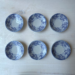 Vintage Yet New Japanese Porcelain Mini Snack Dessert Plate - Bamboo Forest Motif - 4-⅝” - Set of 6