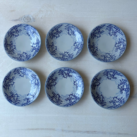 Vintage Yet New Japanese Porcelain Small Snack Dessert Plate - Bamboo Forest Motif - 5-1/4” - Set of 6