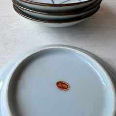 Vintage Yet New Japanese Porcelain Sauce Bowl  - Grid Motif - 4-¾” - Set of 6