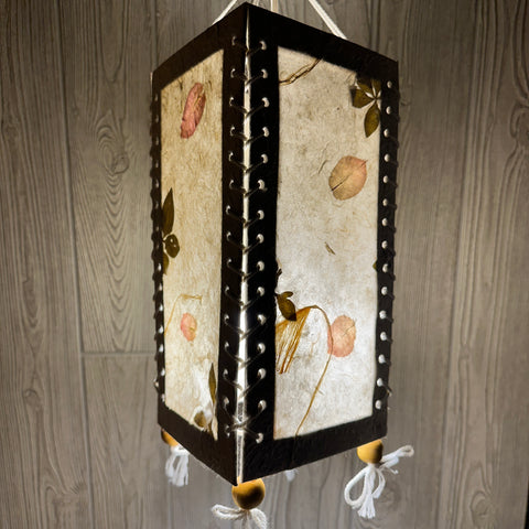 Handmade Mulberry Paper Hanging Lantern - Pressed Flowers