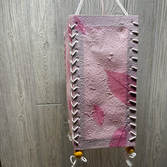 Handmade Mulberry Paper Hanging Lantern - Pink Oxidized Leaves