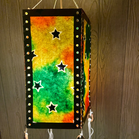 Handmade Mulberry Paper Hanging Lantern - STARS