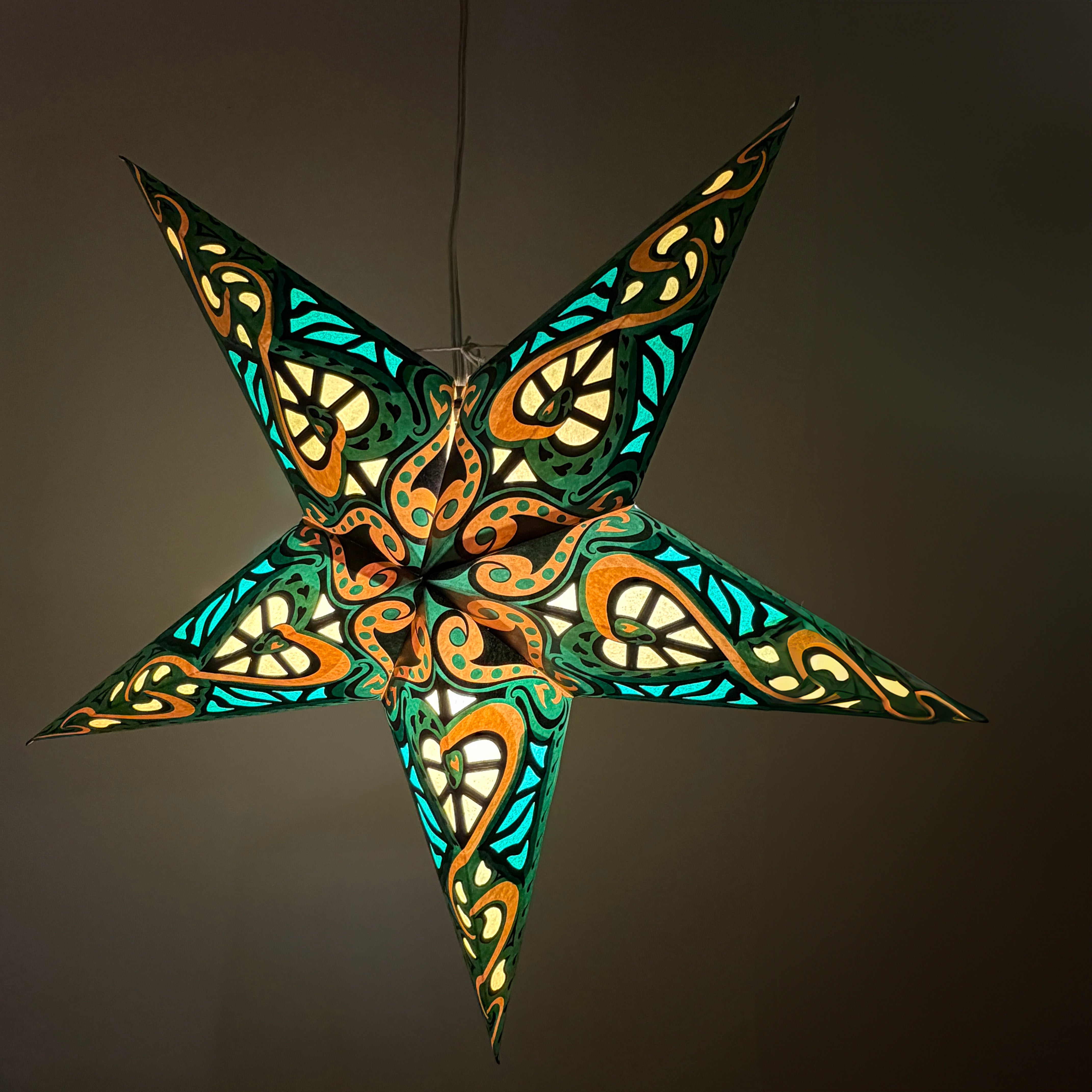 Origami Paper Star Lantern - Emerald Lotus