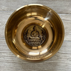 Singing Bowl - Brass Polished with Buddha Embossed - 6" - SB107