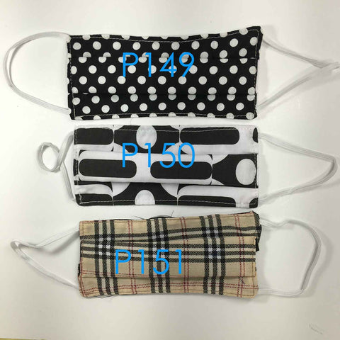 Handmade SMALL KIDS Cloth Face Masks - Pleated - P149-P151