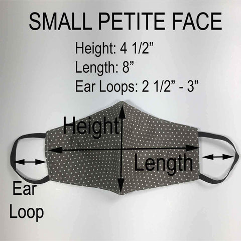 Handmade SMALL Cotton Face Masks with Filter Insert Pocket - 3D - S109-S111