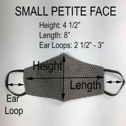 Handmade SMALL Cotton Face Masks with Filter Insert Pocket - 3D - S118-S120