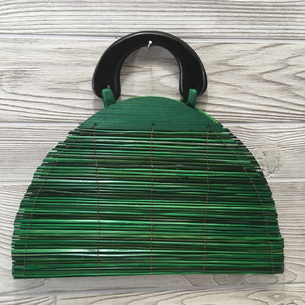 Natural Eco-Friendly Bamboo Handbag Half Moon - Large Green