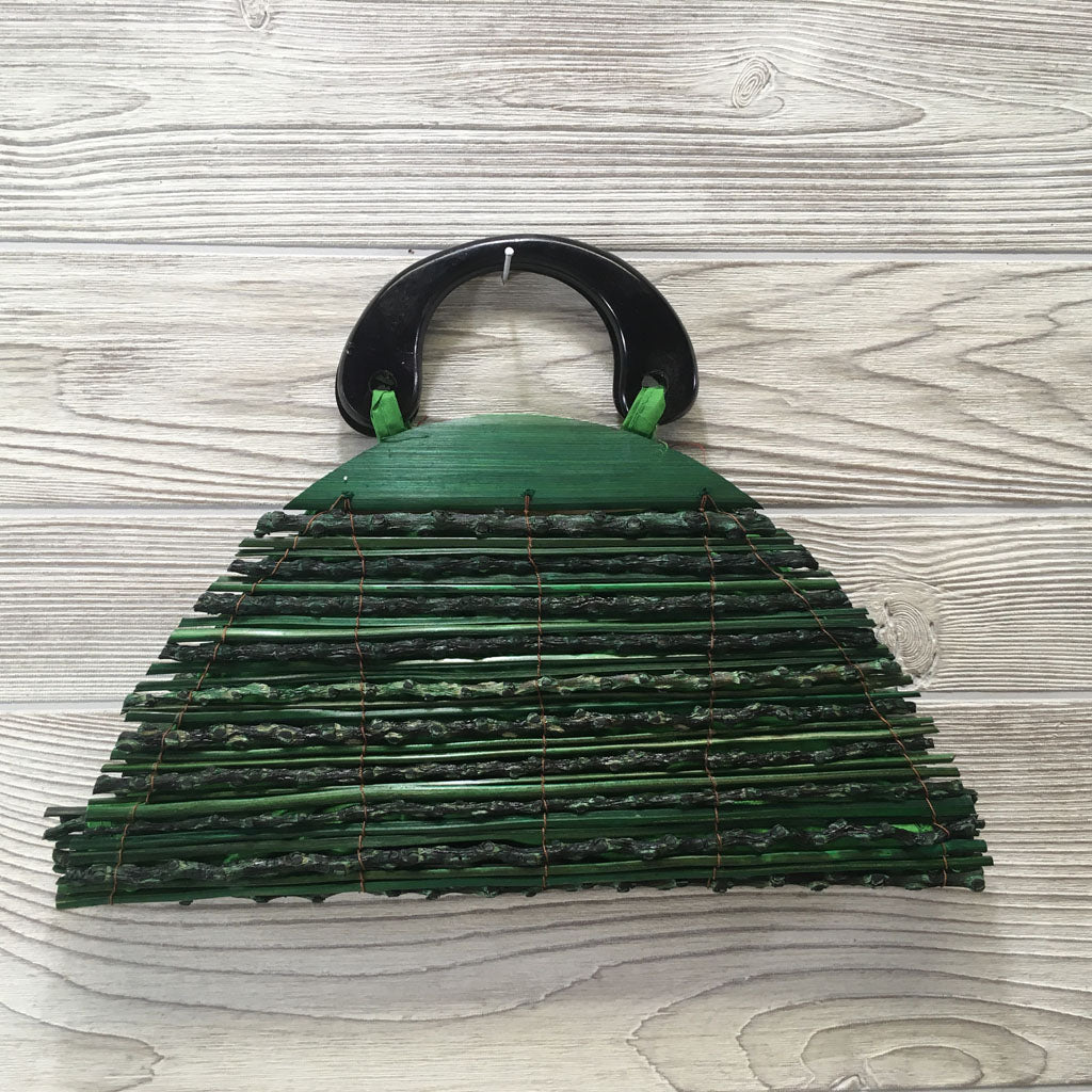 Natural Eco-Friendly Bamboo Handbag Half Moon - Small Green