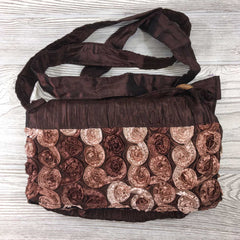 Satin Silk Crinkle Bag Swirl Design - Brown