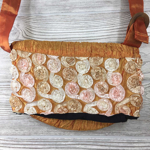 Satin Silk Crinkle Bag Swirl Design - Golden Tangerine