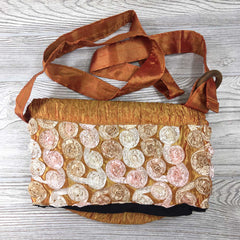 Satin Silk Crinkle Bag Swirl Design - Golden Tangerine
