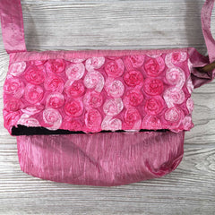Satin Silk Crinkle Bag Swirl Design - Pink