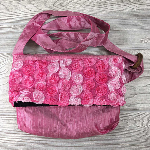Satin Silk Crinkle Bag Swirl Design - Pink