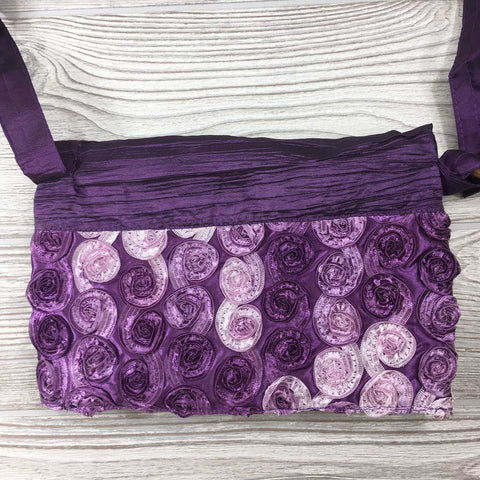 Satin Silk Crinkle Bag Swirl Design - Purple