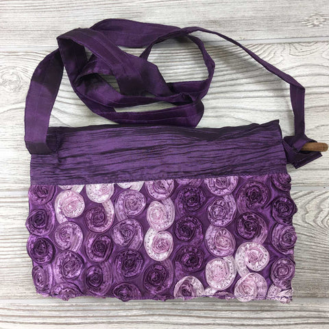 Satin Silk Crinkle Bag Swirl Design - Purple