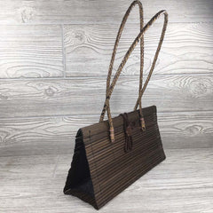 Natural Eco-Friendly Bamboo Handbag with Strap - Large - Brown
