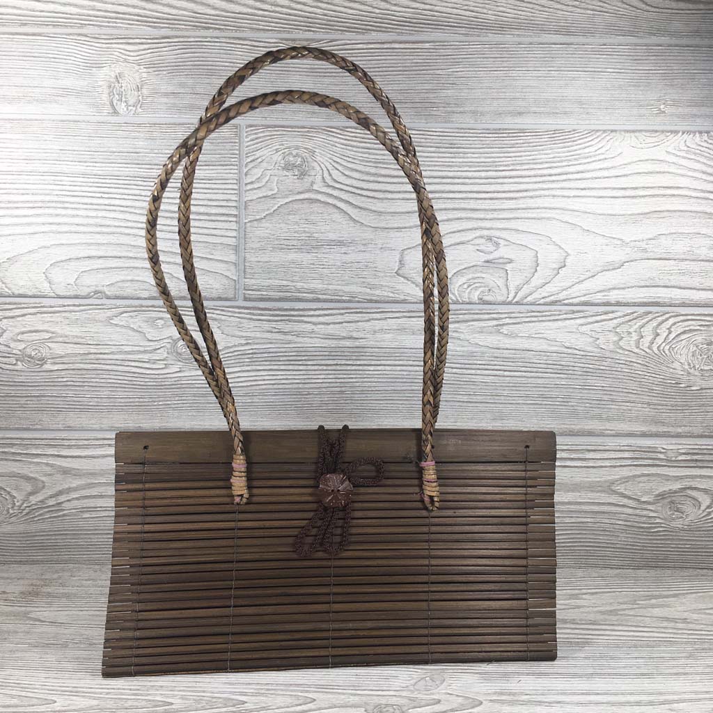 Natural Eco-Friendly Bamboo Handbag with Strap - Large - Brown