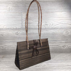 Natural Eco-Friendly Bamboo Handbag with Strap - Medium - Brown