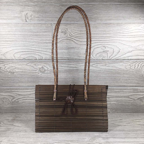 Natural Eco-Friendly Bamboo Handbag with Strap - Medium - Brown
