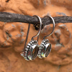 Citrine Sterling Silver Earrings - Locking Hook