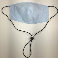 MEDIUM Oxford Cotton Adjustable Face Masks Filter Pocket - Baby Blue