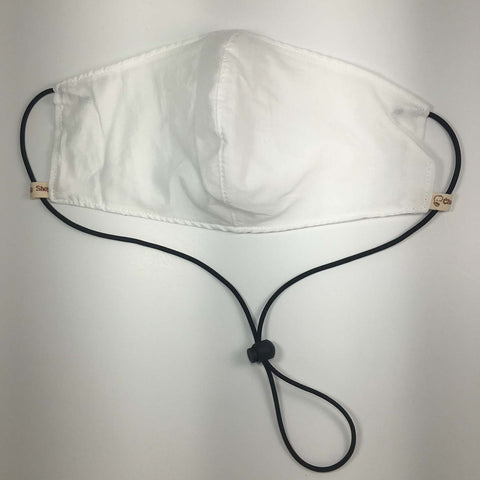 LARGE Oxford Cotton Adjustable Face Masks Filter Pocket - White
