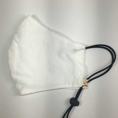 LARGE Oxford Cotton Adjustable Face Masks Filter Pocket - White