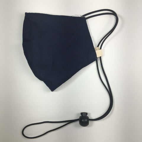 MEDIUM Oxford Cotton Adjustable Face Masks Filter Pocket - Navy