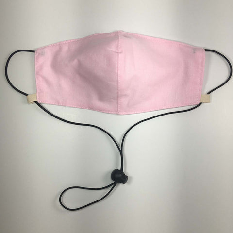 MEDIUM Oxford Cotton Adjustable Face Masks Filter Pocket - Baby Pink